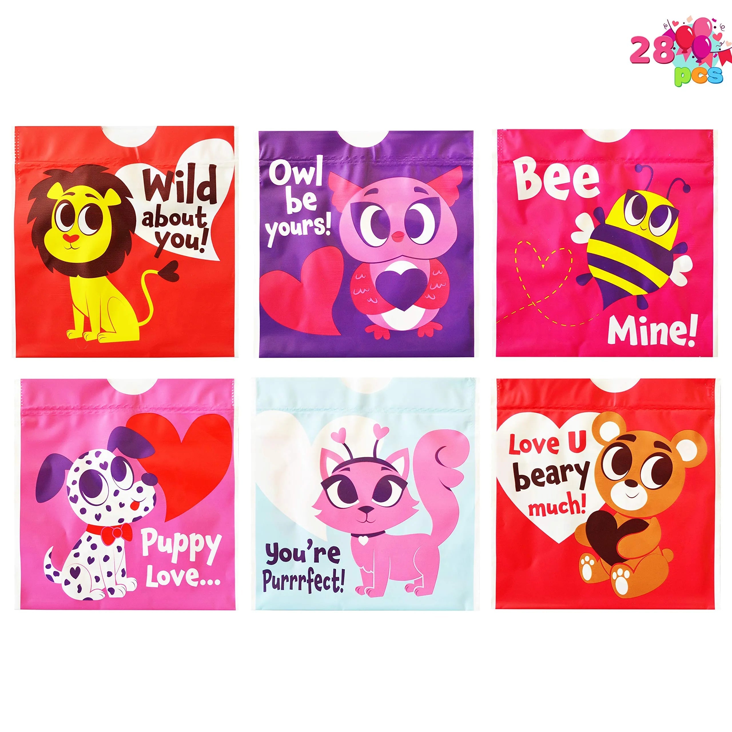 28-Piece Valentine's Day Stationery Set with Drawstring Treat Bags