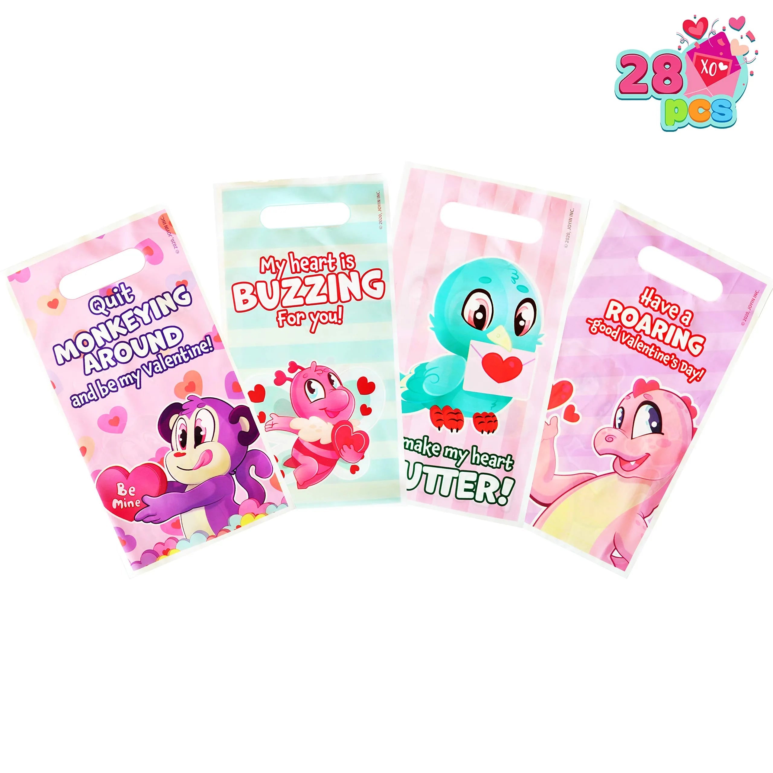 28-Piece Valentine's Day Stationery Set with Treat Bags for Kids Classroom Exchange Gifts