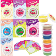 28 Valentine's Day Sand Slime with Cards for Kids - Classroom Exchange Gifts