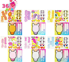 28 Valentine's Unicorn Cards with Make-a-Face Stickers