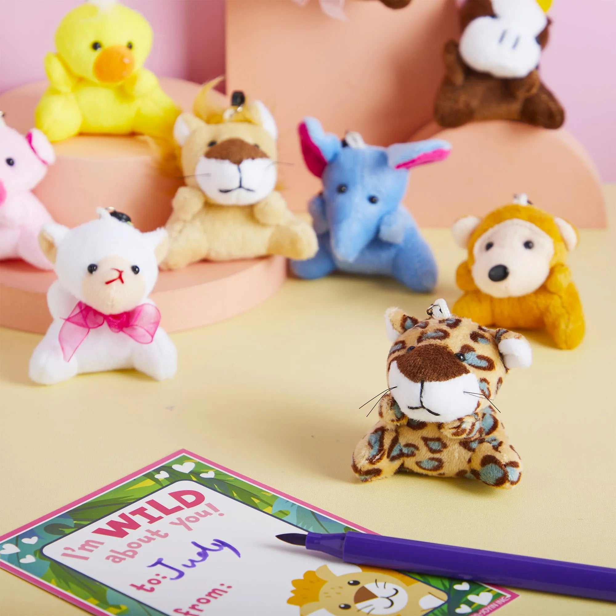28 Animal Plushies with Valentine's Cards for Classroom Gift Exchange