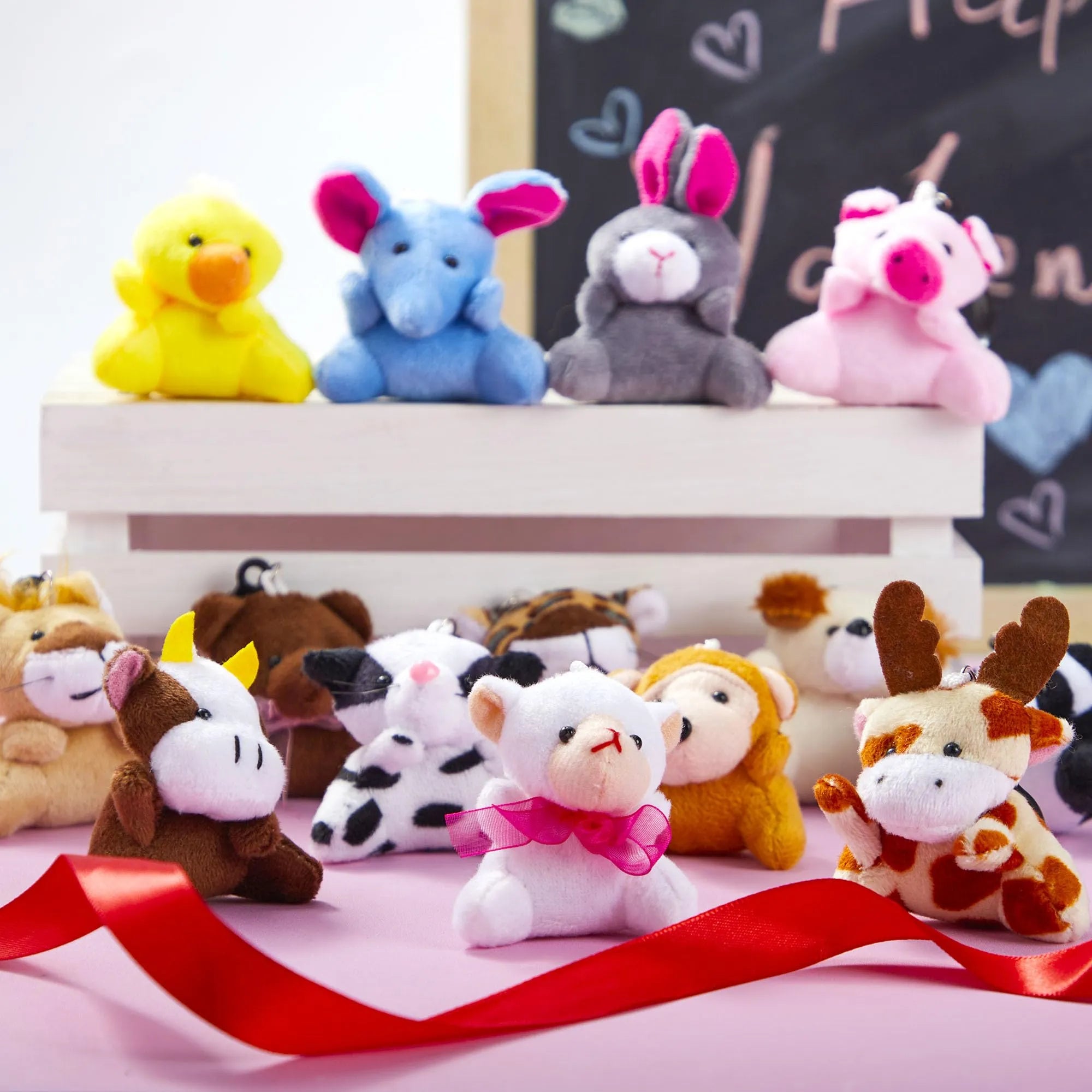 28 Animal Plushies with Valentine's Cards for Classroom Gift Exchange