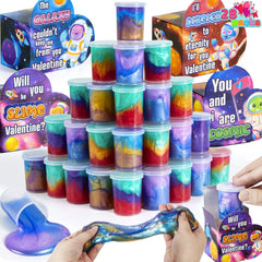 28 Cosmic Realm Valentine Slime Boxes with Kids' Valentine Cards