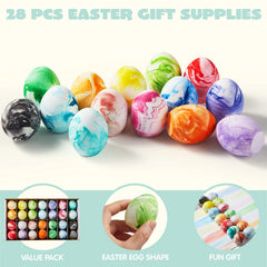 28 Easter Sidewalk Chalk Eggs in Marble Colors for Kids Party Favors