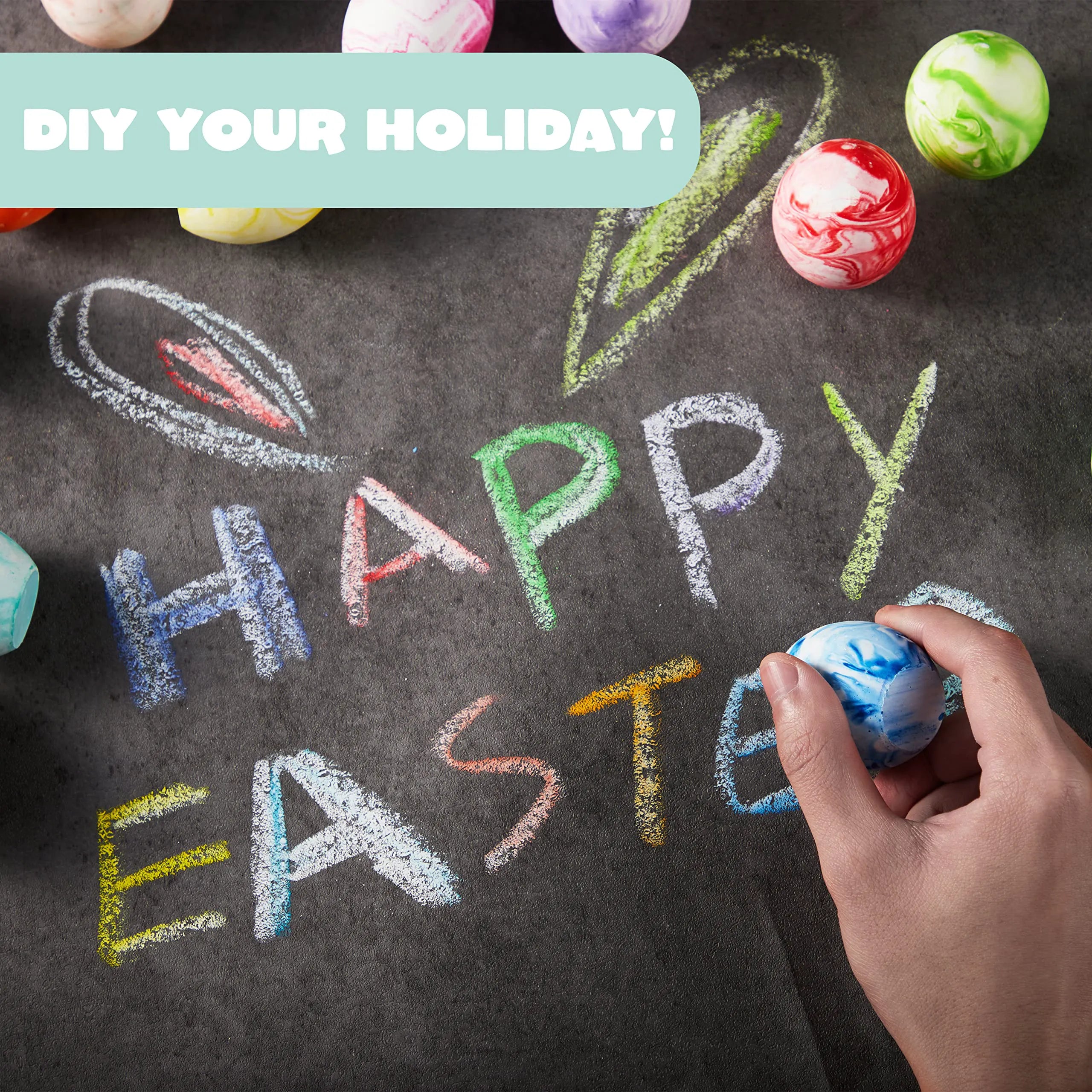 28 Easter Sidewalk Chalk Eggs in Marble Colors for Kids Party Favors