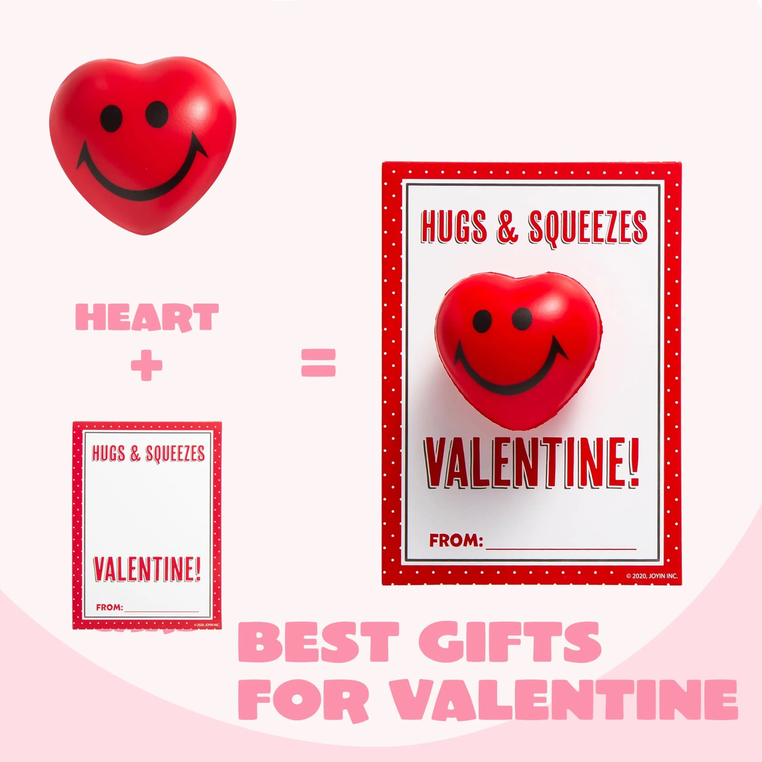 28 Heart-Shaped Squeeze Balls with Valentine's Day Cards for Kids Classroom Exchange Gifts