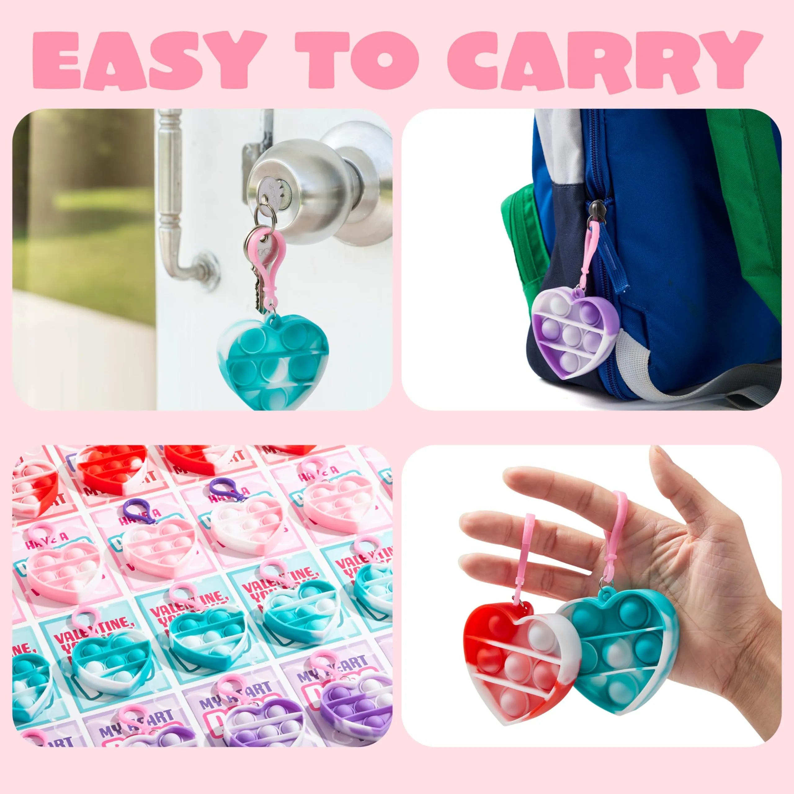 28 Heart-Shaped Pop Fidget Toys with Valentine's Day Cards for Kids Classroom Exchange Gifts