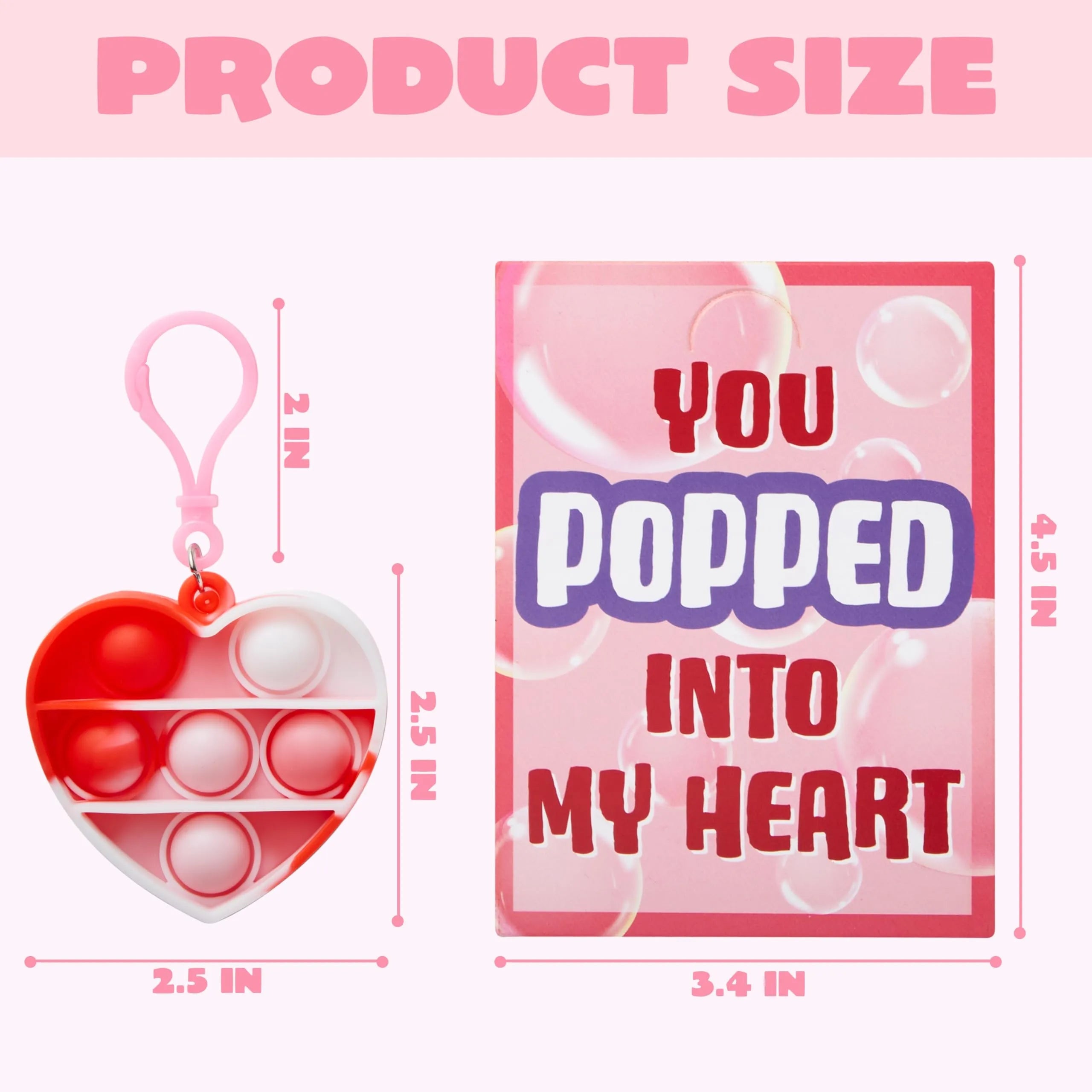 28 Heart-Shaped Pop Fidget Toys with Valentine's Day Cards for Kids Classroom Exchange Gifts