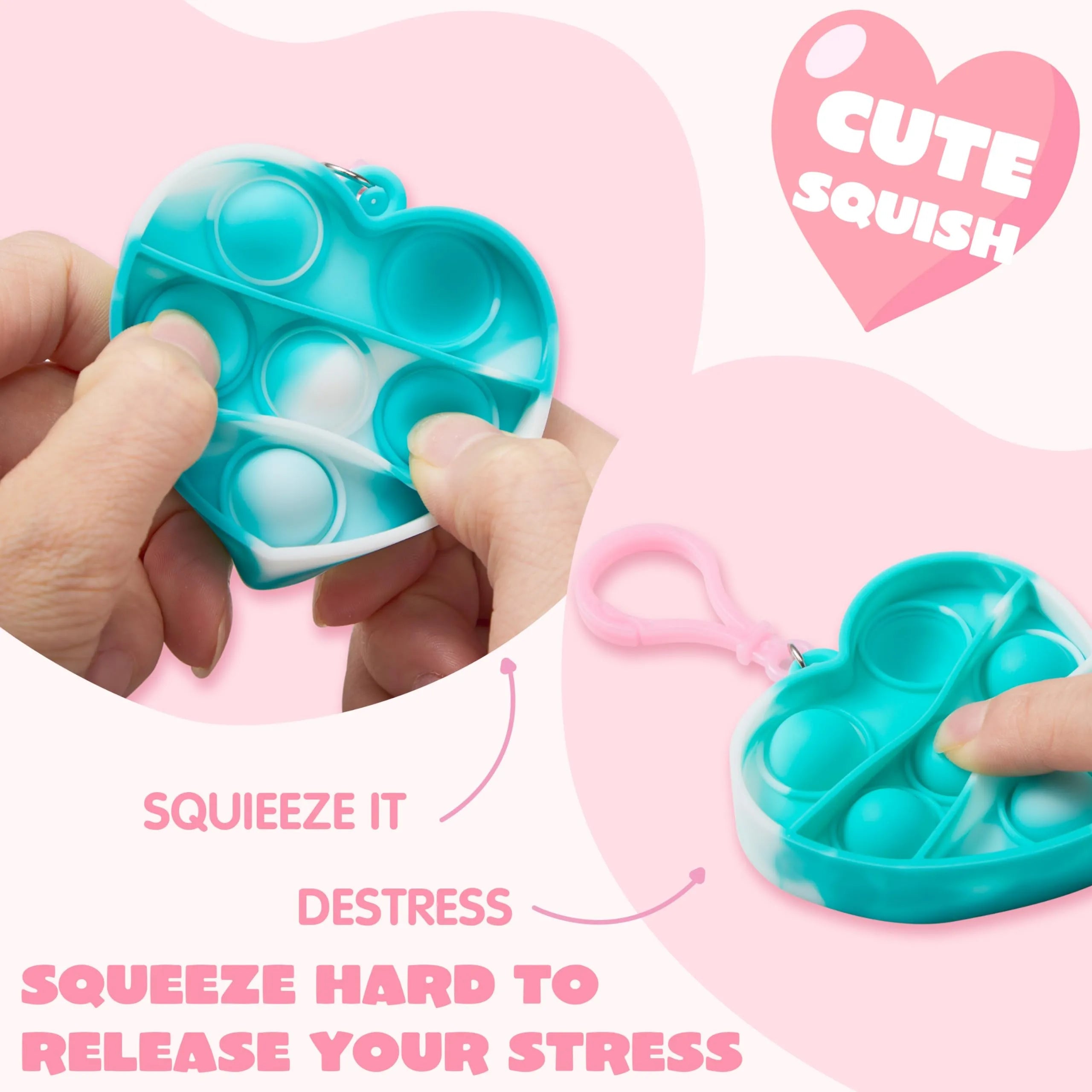 28 Heart-Shaped Pop Fidget Toys with Valentine's Day Cards for Kids Classroom Exchange Gifts