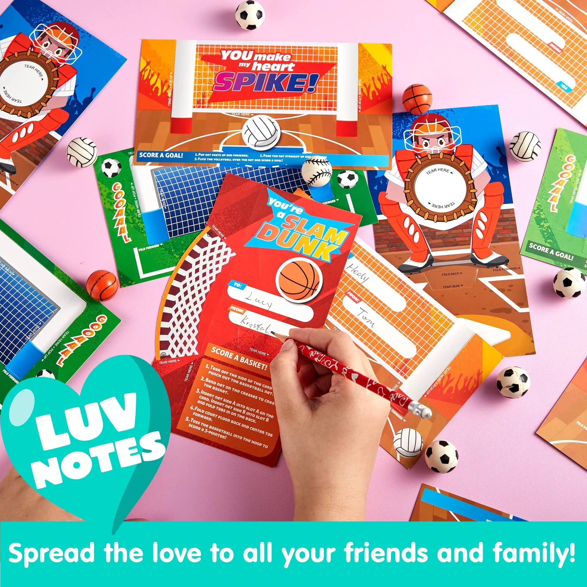 28-Pack Sports Balls with Kids Valentine's Cards