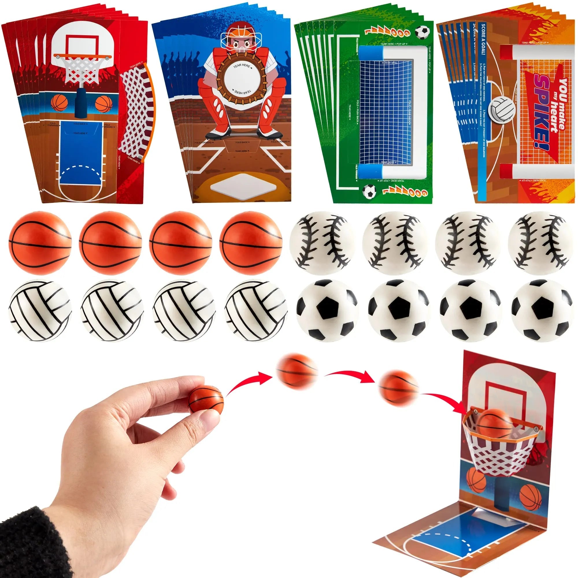 28-Pack Sports Balls with Kids Valentine's Cards