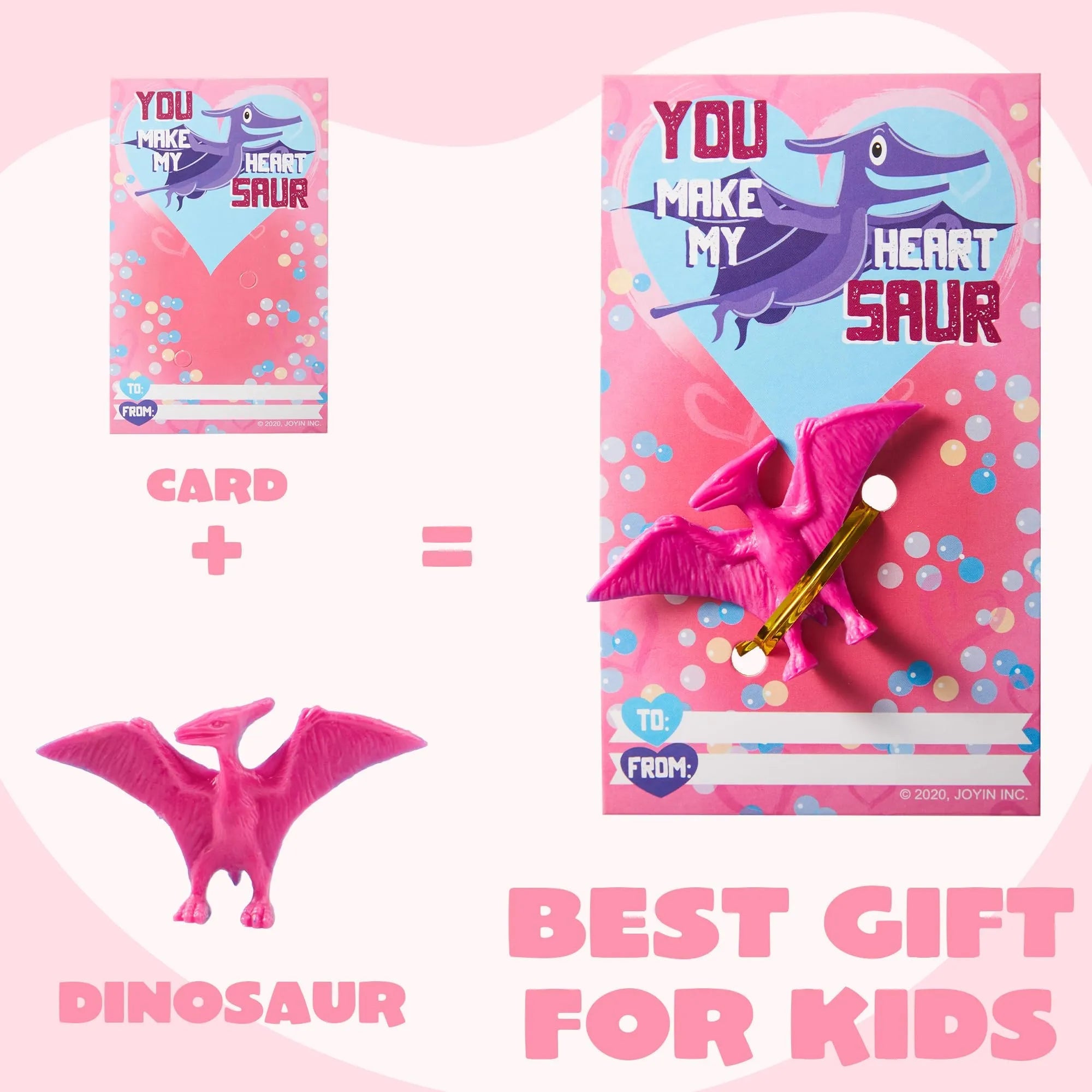 28Pcs Kids Valentine's Day Cards with Dinosaur Figure Toys - Classroom Exchange Gifts