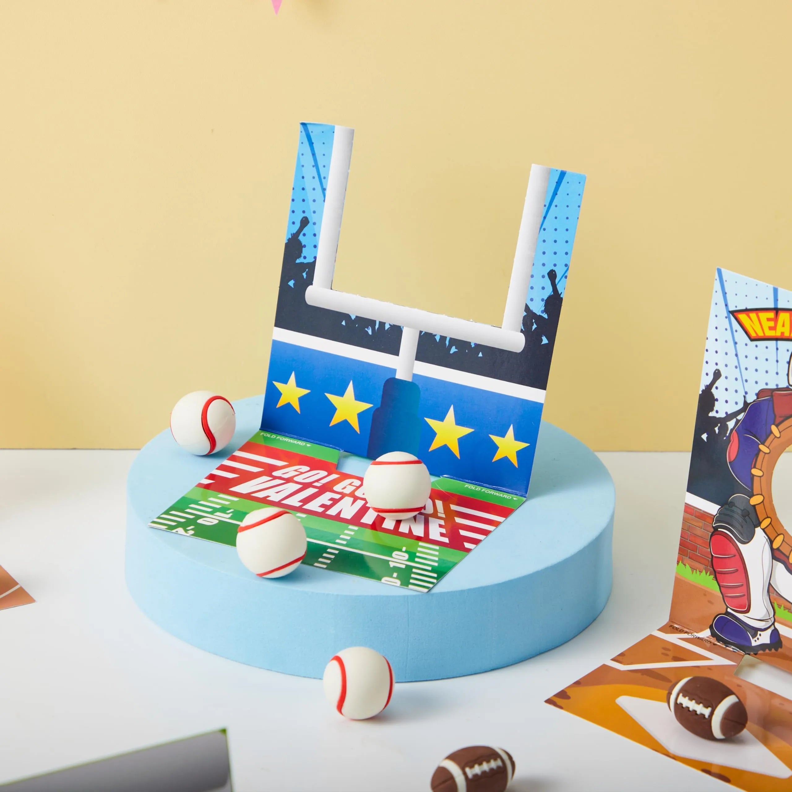 28 Sports Game Erasers with Valentine's Cards for Classroom Exchange