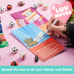 28 Sports Game Erasers with Valentine's Cards for Classroom Exchange