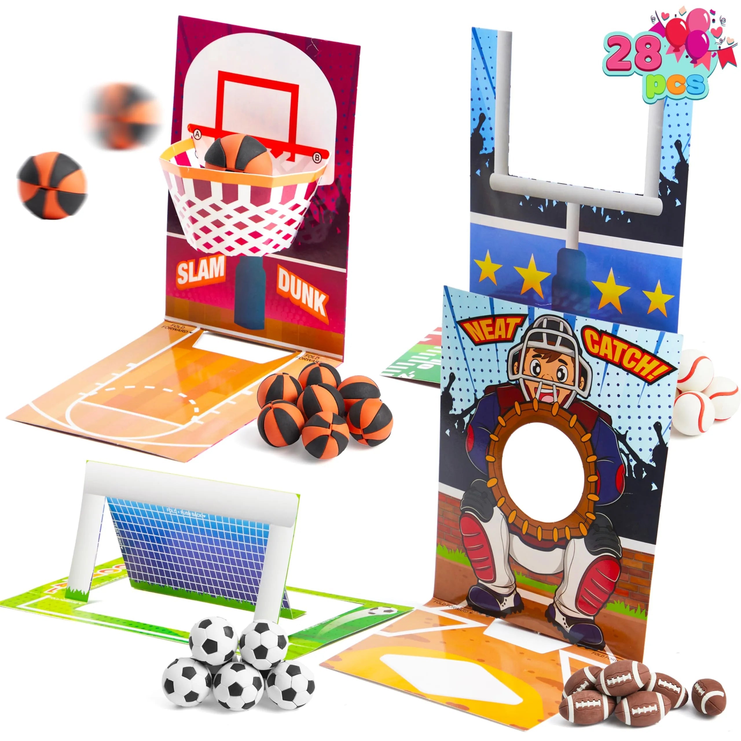 28 Sports Game Erasers with Valentine's Cards for Classroom Exchange