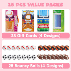 28 Sports Game Erasers with Valentine's Cards for Classroom Exchange