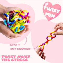 28 Pcs Valentine's Day Twist & Spin Fidget Chains with Cards