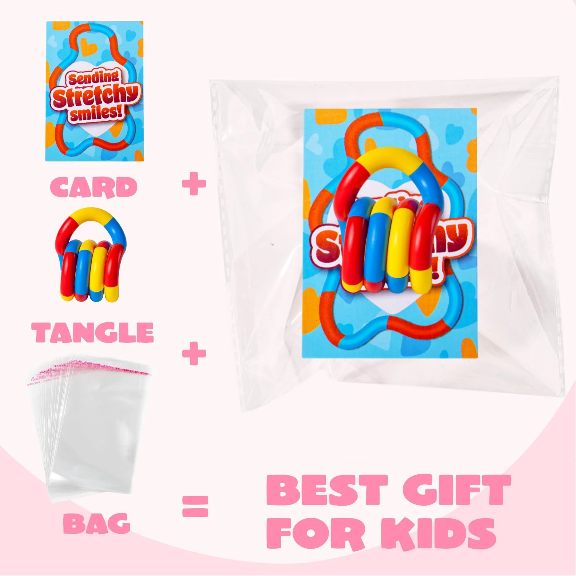 28 Pcs Valentine's Day Twist & Spin Fidget Chains with Cards