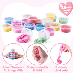 28 Valentine's Day Sand Slime with Cards for Kids - Classroom Exchange Gifts