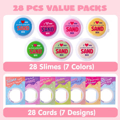 28 Valentine's Day Sand Slime with Cards for Kids - Classroom Exchange Gifts