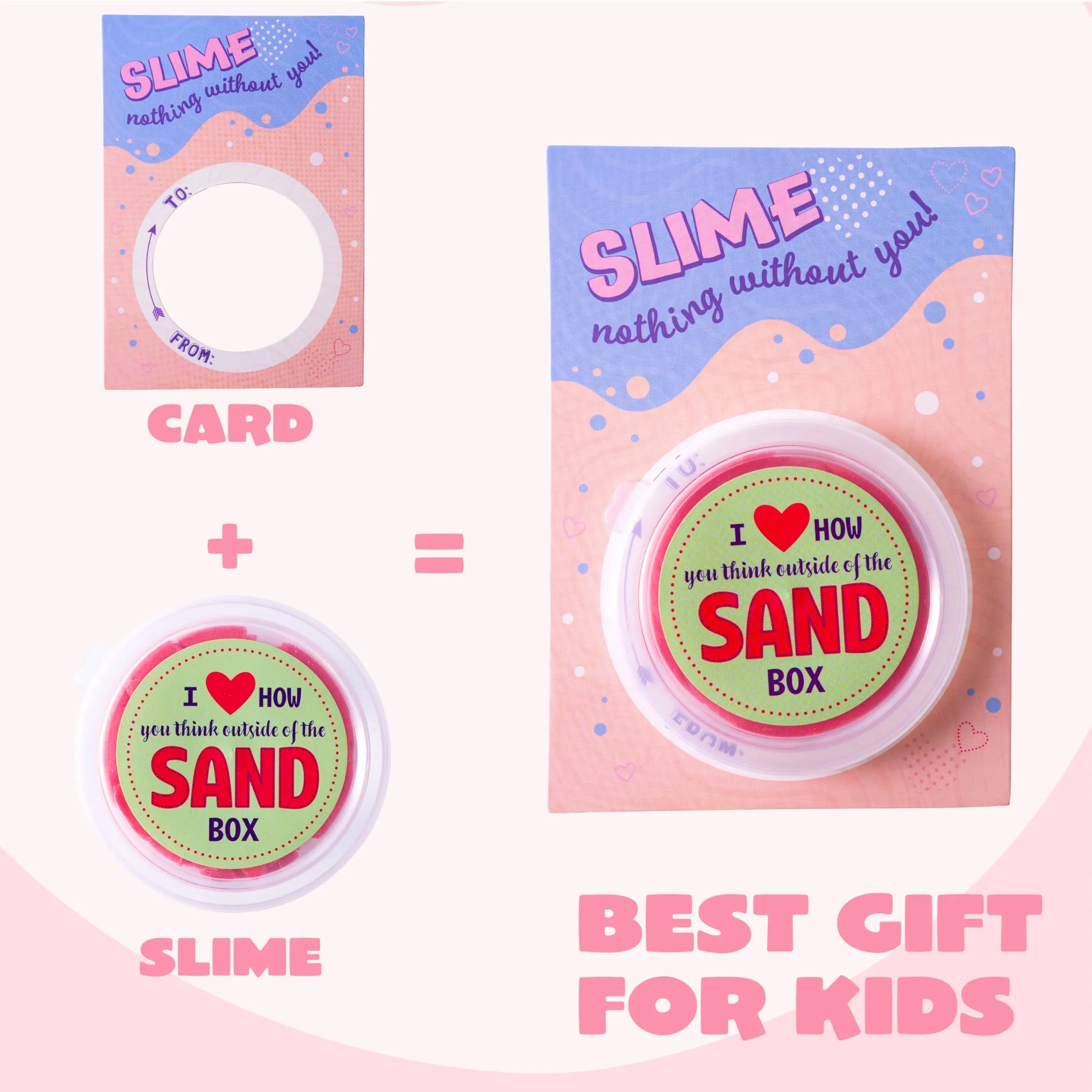28 Valentine's Day Sand Slime with Cards for Kids - Classroom Exchange Gifts