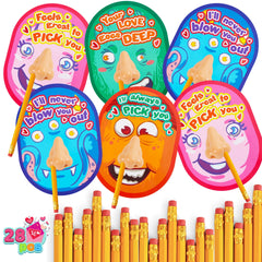28-Pack 'I Pick Your Nose' Pencil Sharpener Set - Valentine's Day Cards for Kids