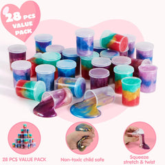 28-Pack Kids Valentine's Cards with Cosmic Realm Slime - Classroom Exchange Gifts