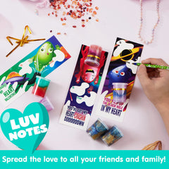 28-Pack Kids Valentine's Cards with Cosmic Realm Slime - Classroom Exchange Gifts