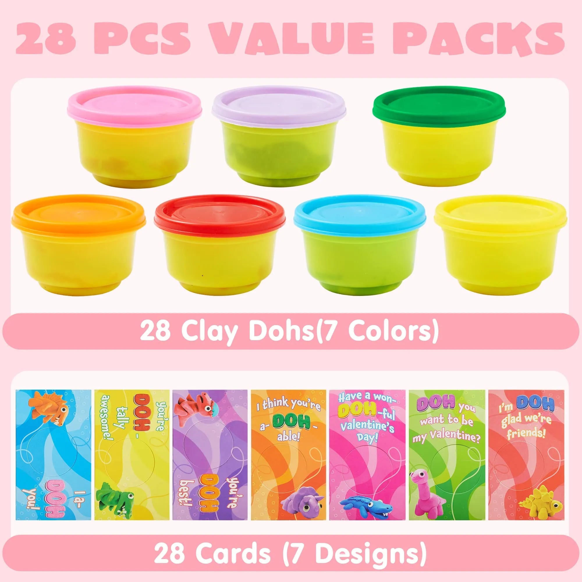 28Pcs Kids Valentines Cards with Classroom Exchange Gifts