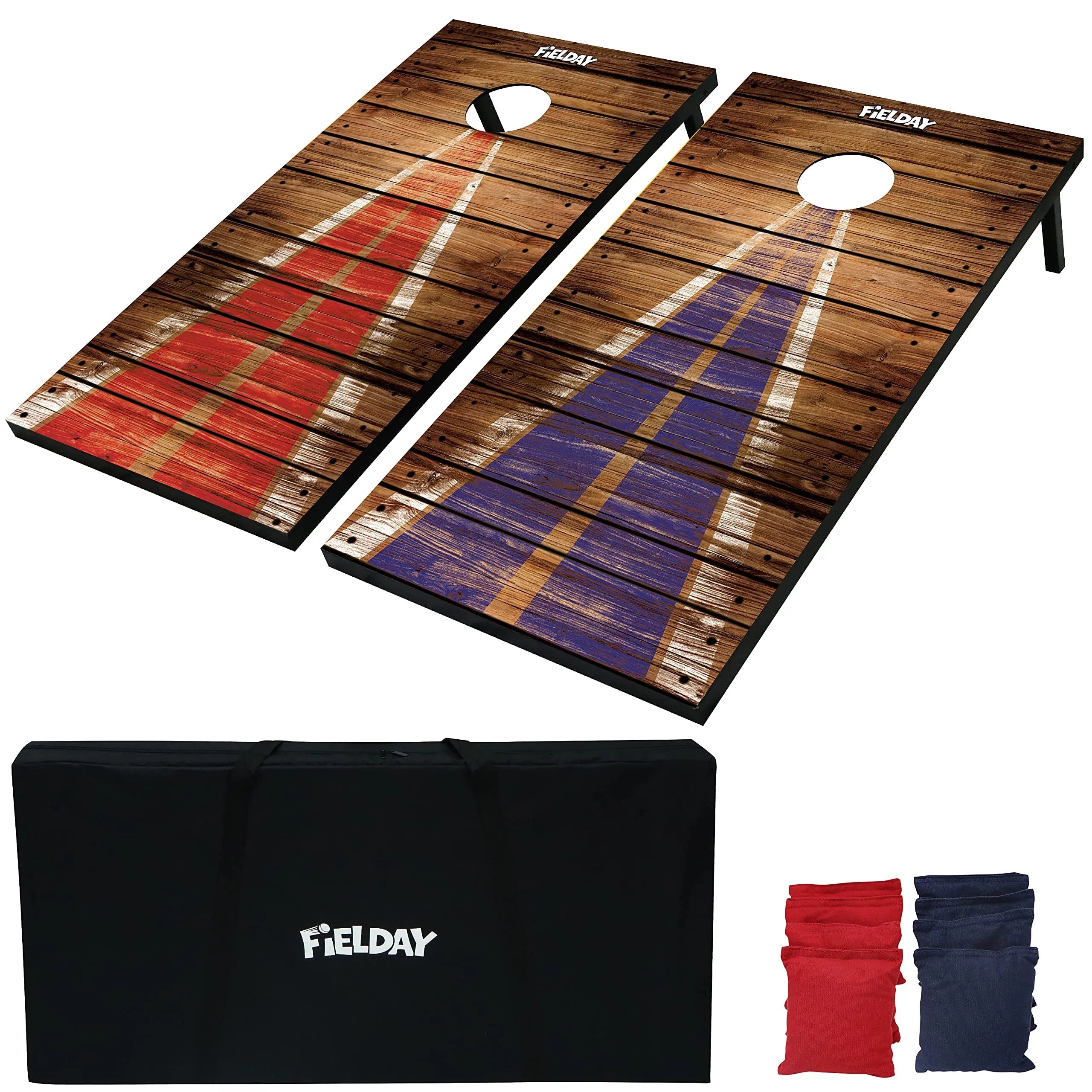 2-Pack 4x2 ft Classic Cornhole Set with 8 Bean Bags, Travel Case & Rules