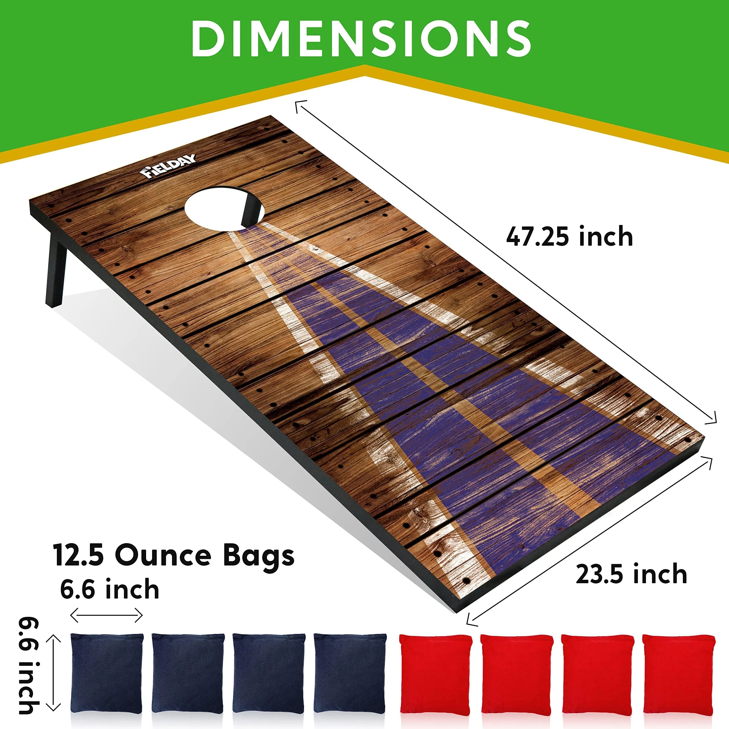 2-Pack 4x2 ft Classic Cornhole Set with 8 Bean Bags, Travel Case & Rules
