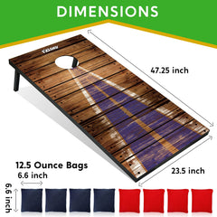 2-Pack 4x2 ft Classic Cornhole Set with 8 Bean Bags, Travel Case & Rules