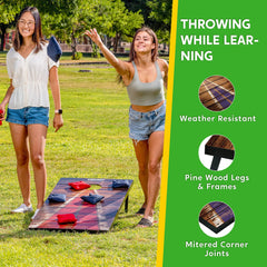 2-Pack 4x2 ft Classic Cornhole Set with 8 Bean Bags, Travel Case & Rules