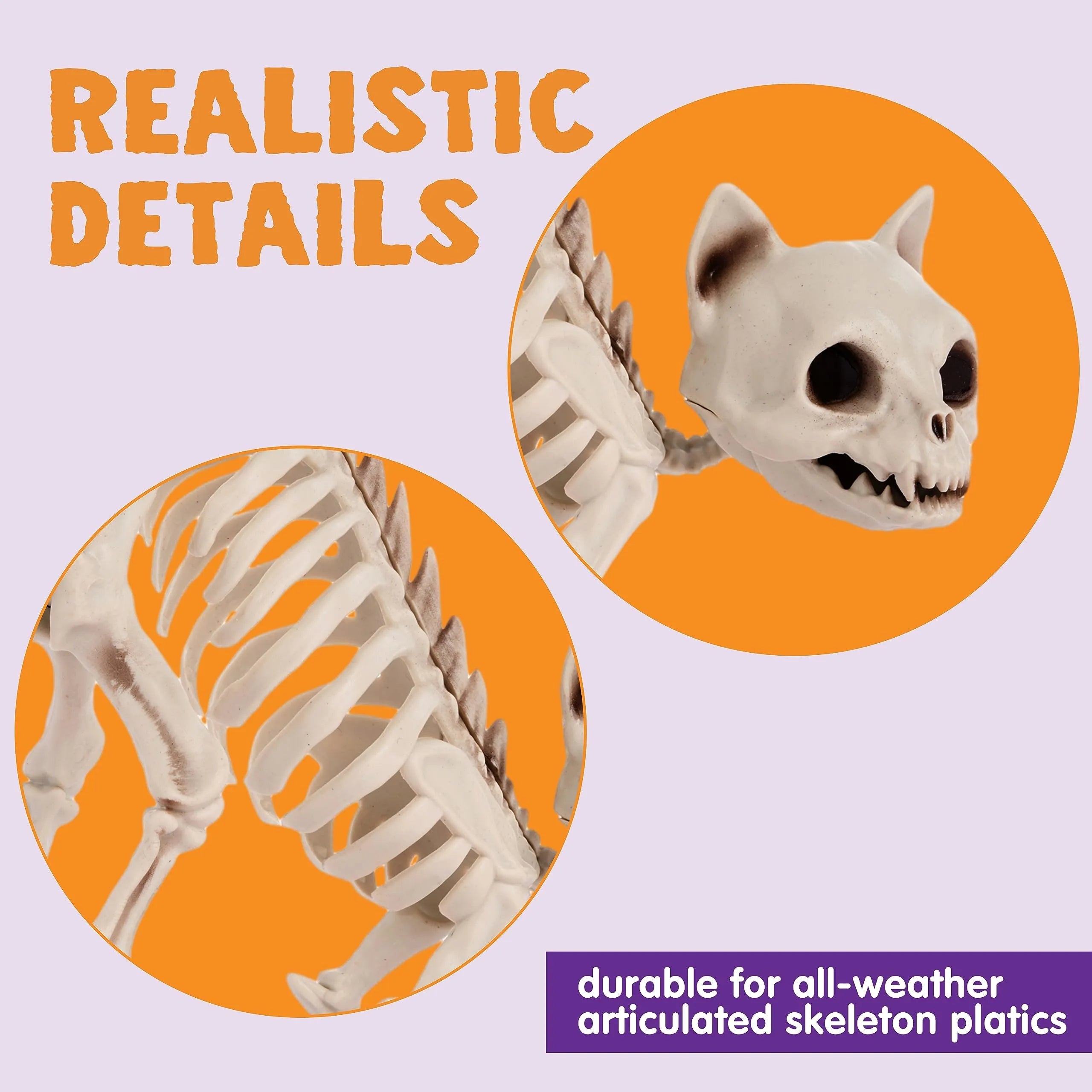 2 PCS Skeleton Cat Halloween Decorations Set - Animal Courtyard Decoration
