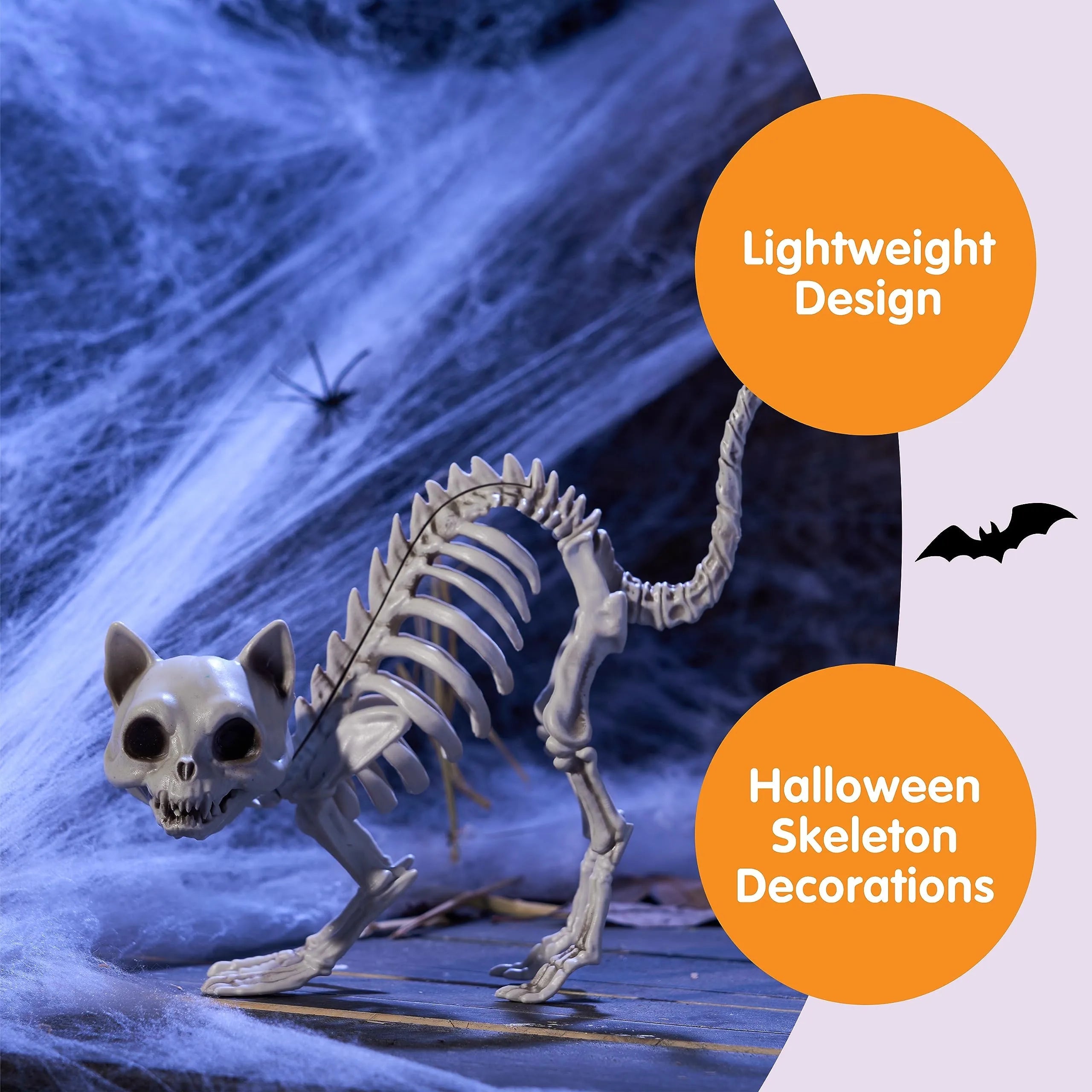 2 PCS Skeleton Cat Halloween Decorations Set - Animal Courtyard Decoration