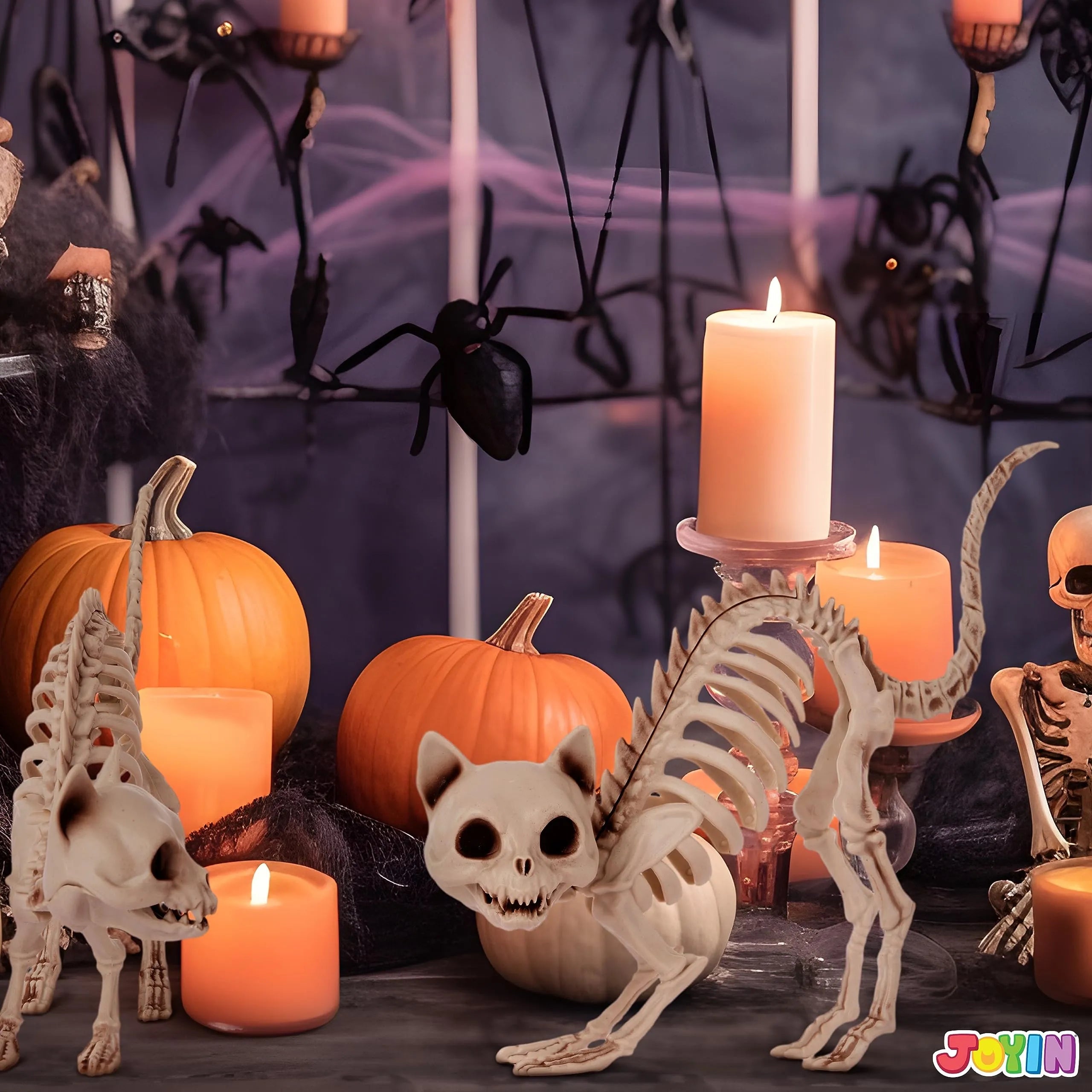 2 PCS Skeleton Cat Halloween Decorations Set - Animal Courtyard Decoration