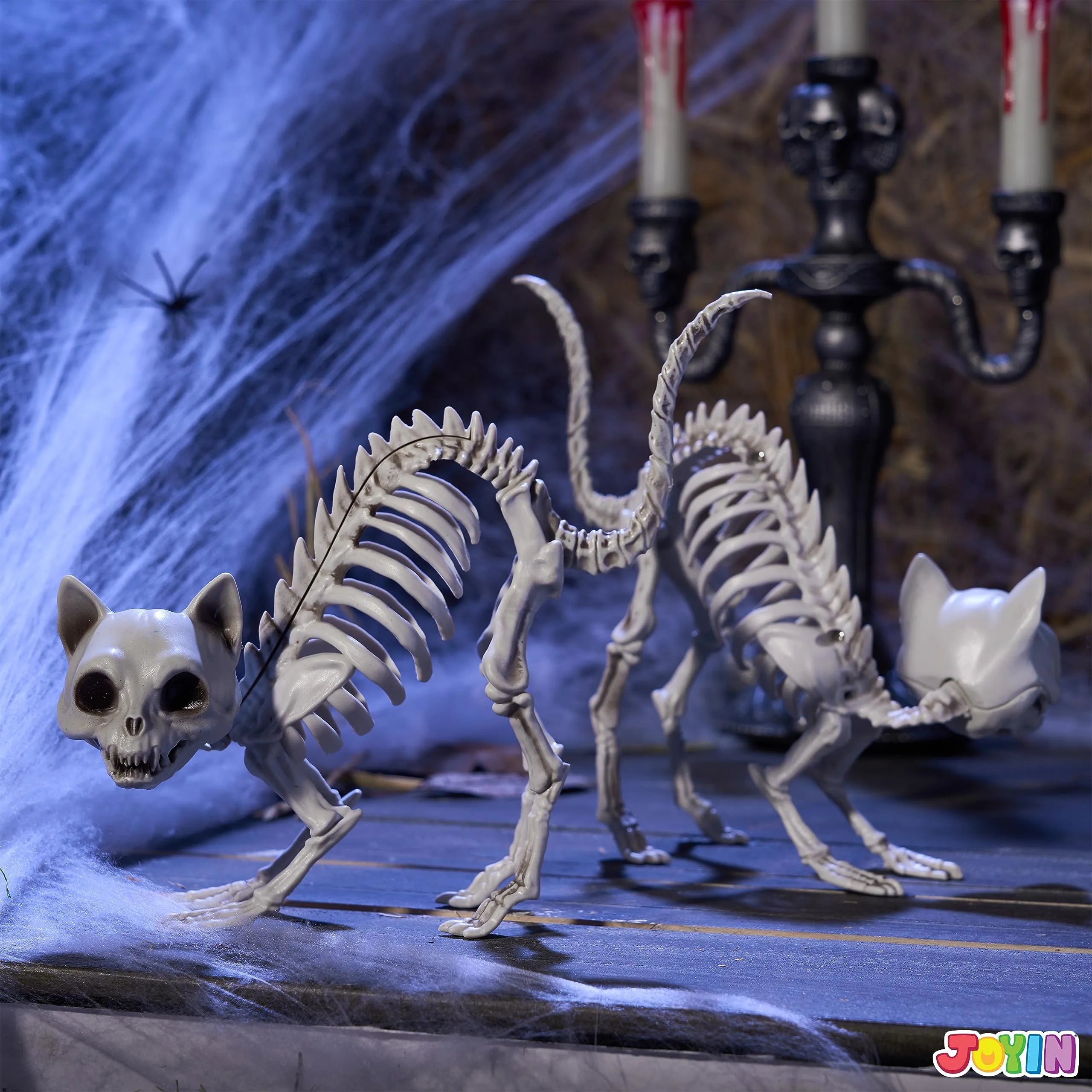 2 PCS Skeleton Cat Halloween Decorations Set - Animal Courtyard Decoration
