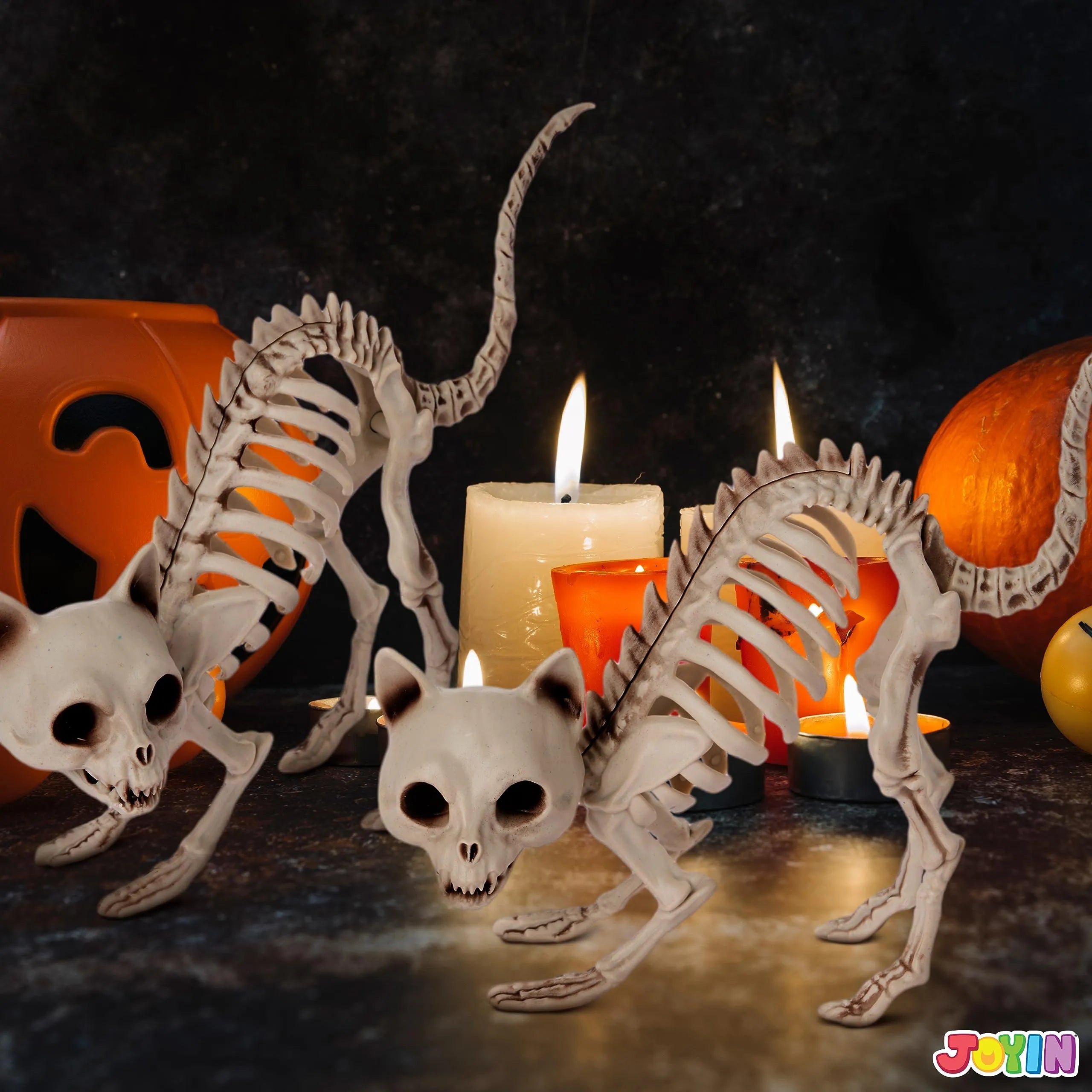 2 PCS Skeleton Cat Halloween Decorations Set - Animal Courtyard Decoration