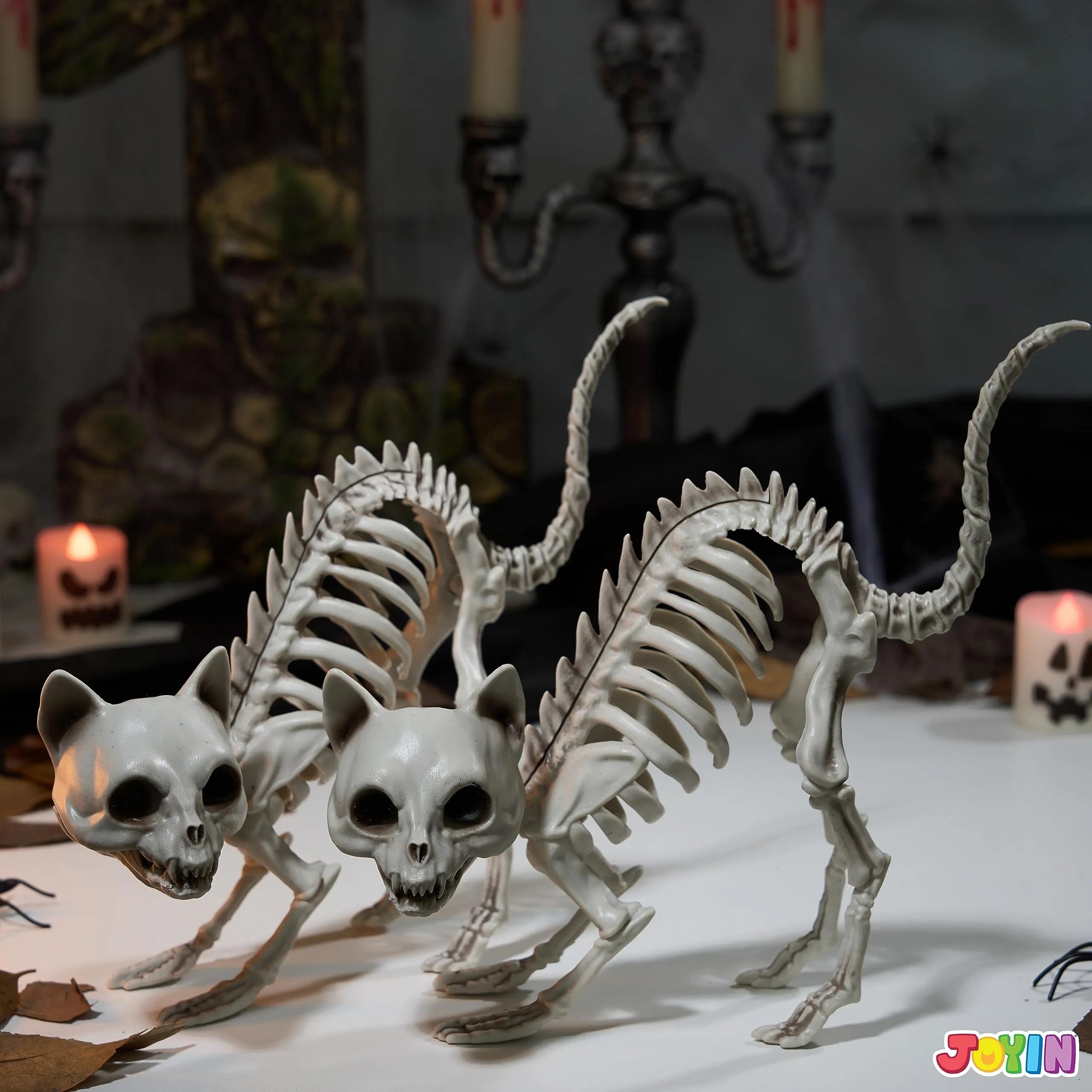 2 PCS Skeleton Cat Halloween Decorations Set - Animal Courtyard Decoration