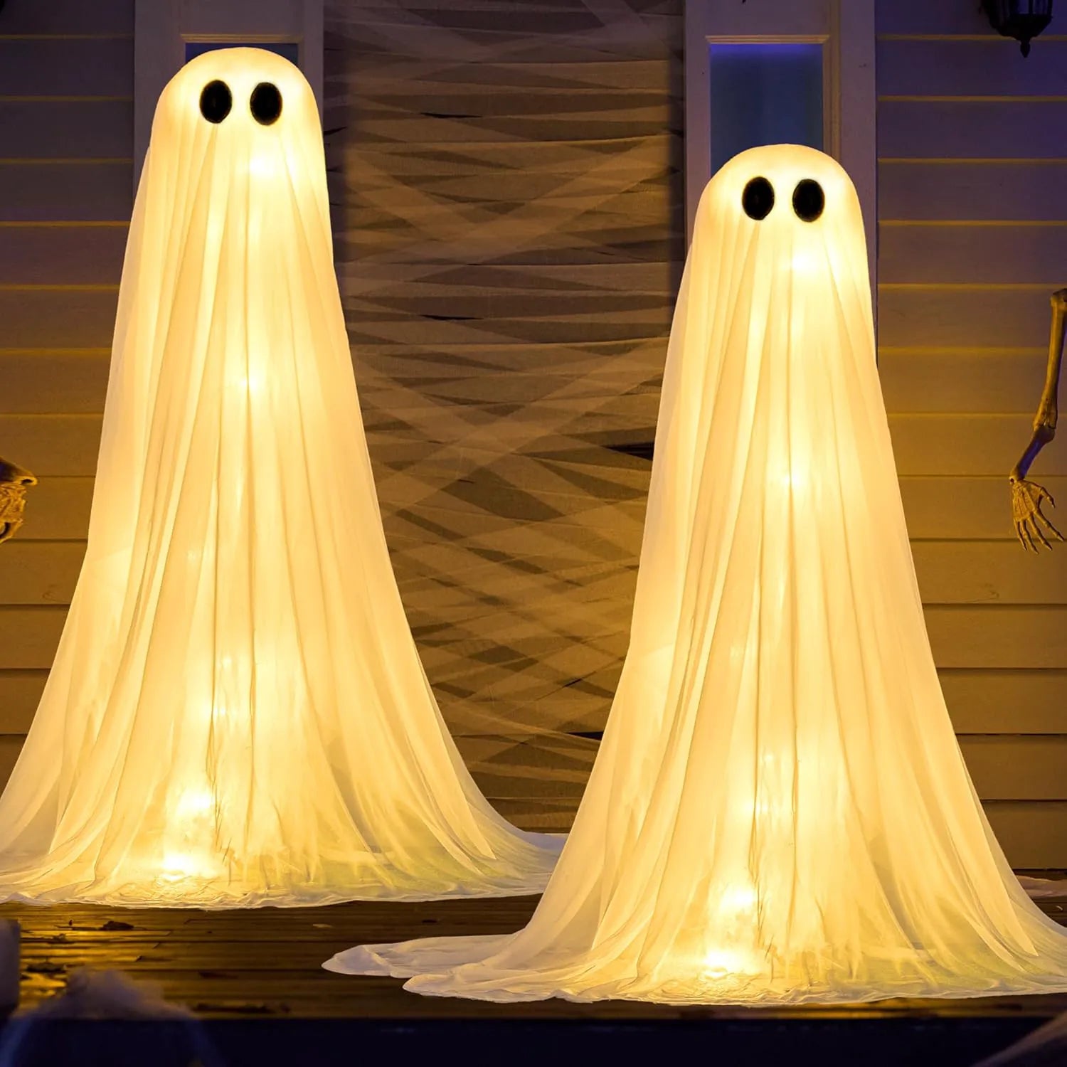 2 Pack 50" Halloween Outdoor Light-Up Ghost Decorations