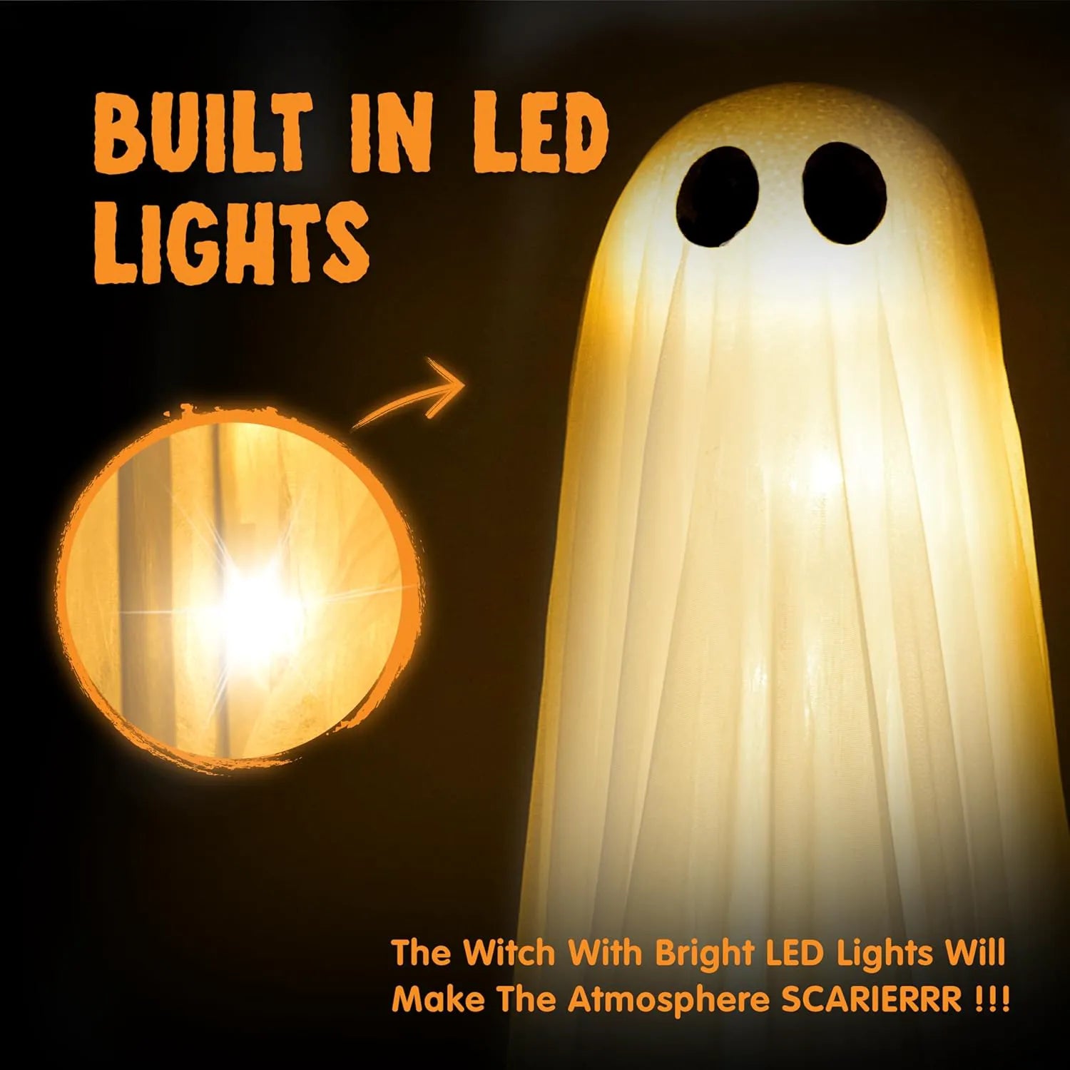 2 Pack 50" Halloween Outdoor Light-Up Ghost Decorations