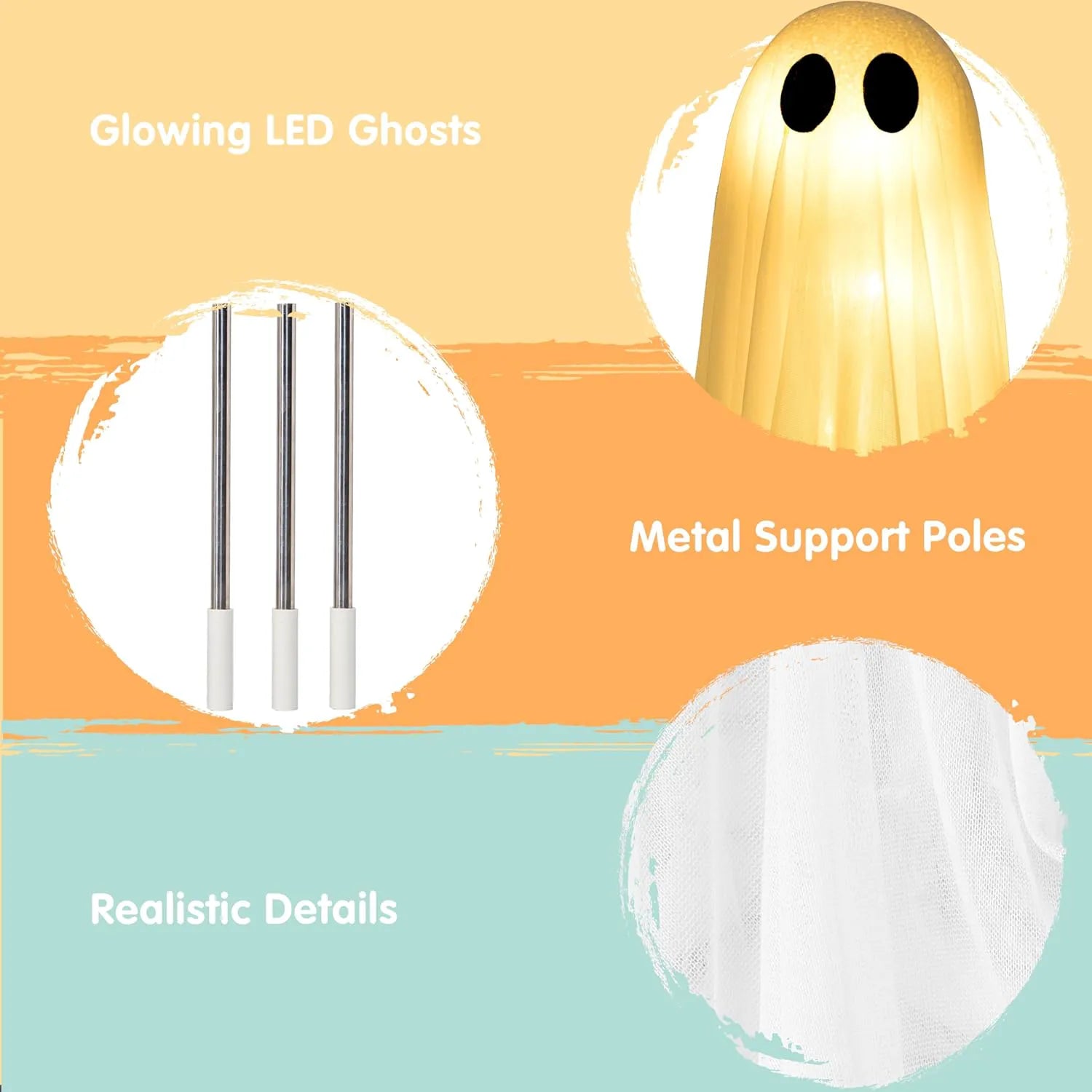 2 Pack 50" Halloween Outdoor Light-Up Ghost Decorations