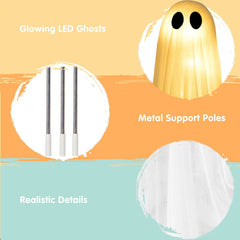 2 Pack 50" Halloween Outdoor Light-Up Ghost Decorations