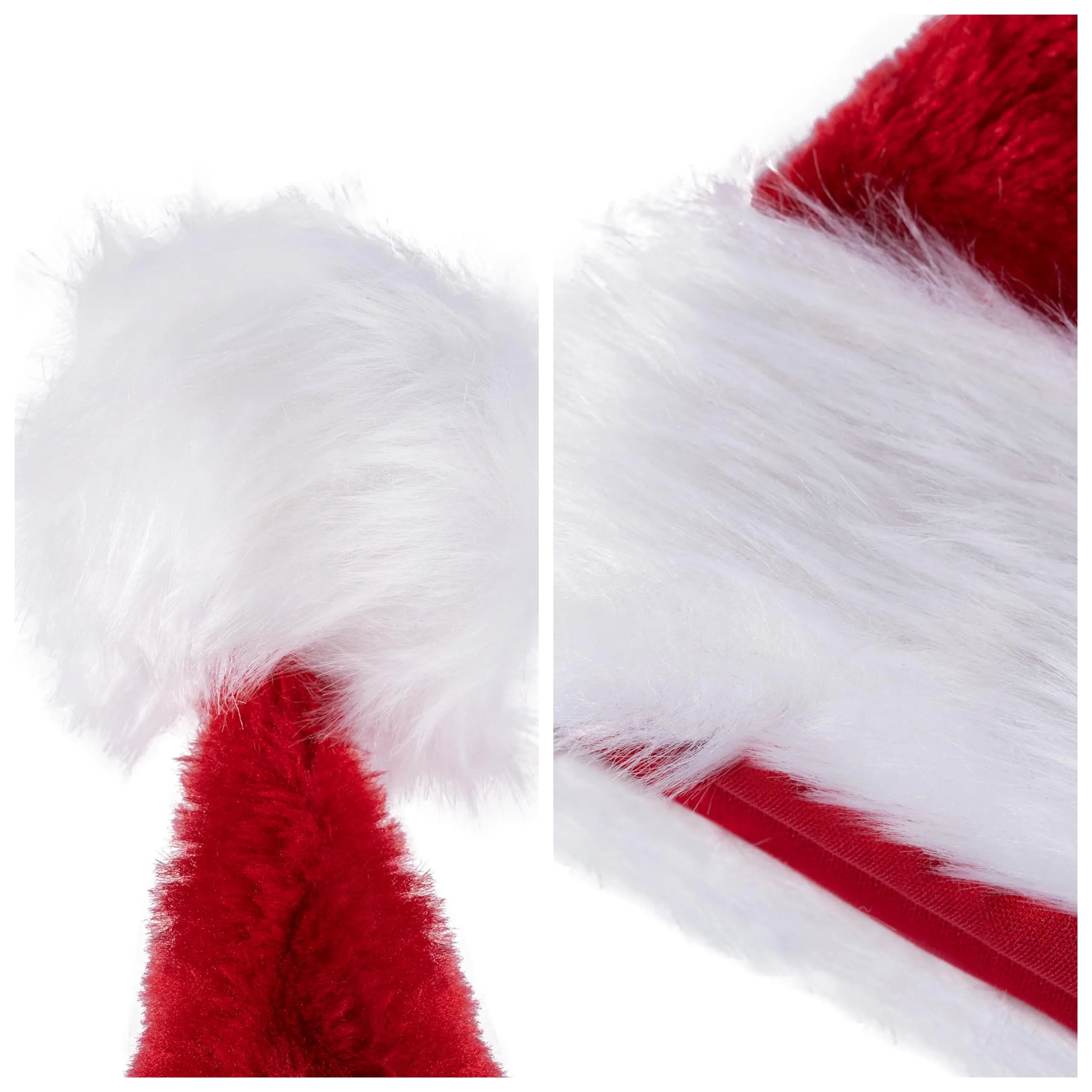 2-Pack Light-Up Christmas Santa Elf Hats for Adults with Pom Poms and Colorful Lights