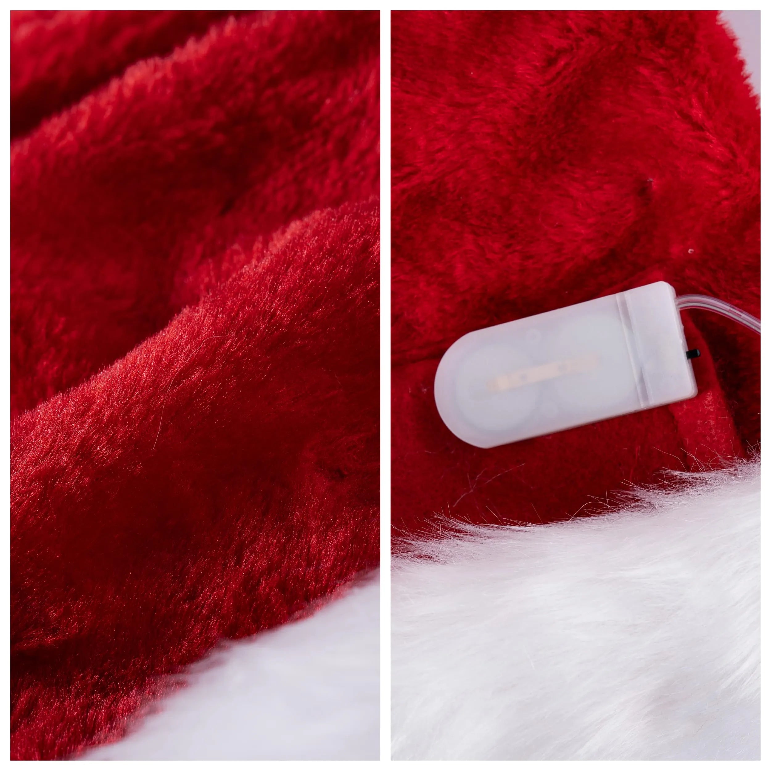 2-Pack Light-Up Christmas Santa Elf Hats for Adults with Pom Poms and Colorful Lights