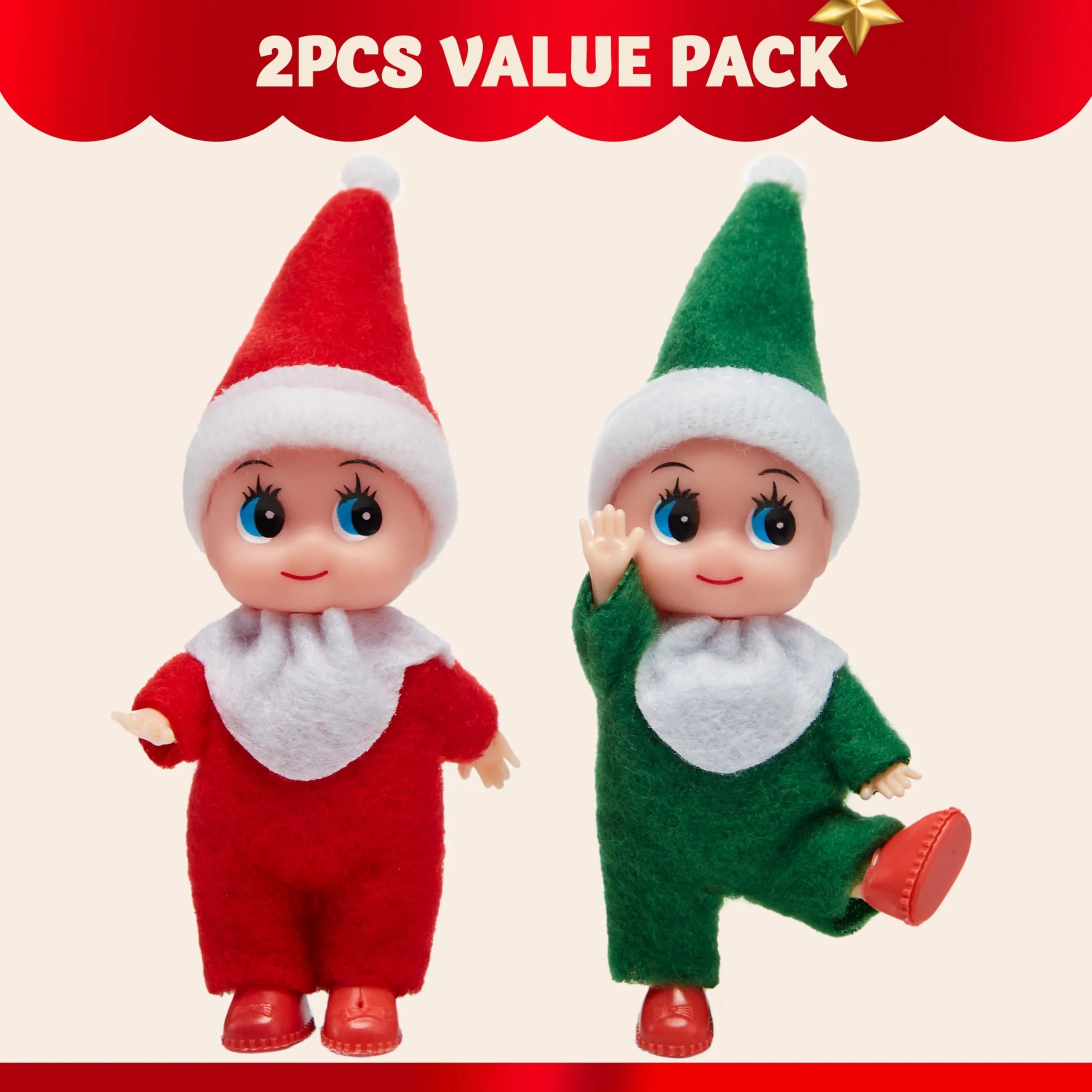 2 Pack Christmas Elf Plush Doll - Tiny Soft Plush Toy