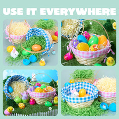 Set of 2 Easter Bamboo Woven Goodie Baskets with Handles for Party Treats and Picnics