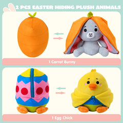 2-Pack Plush Hiding Bunny and Chick