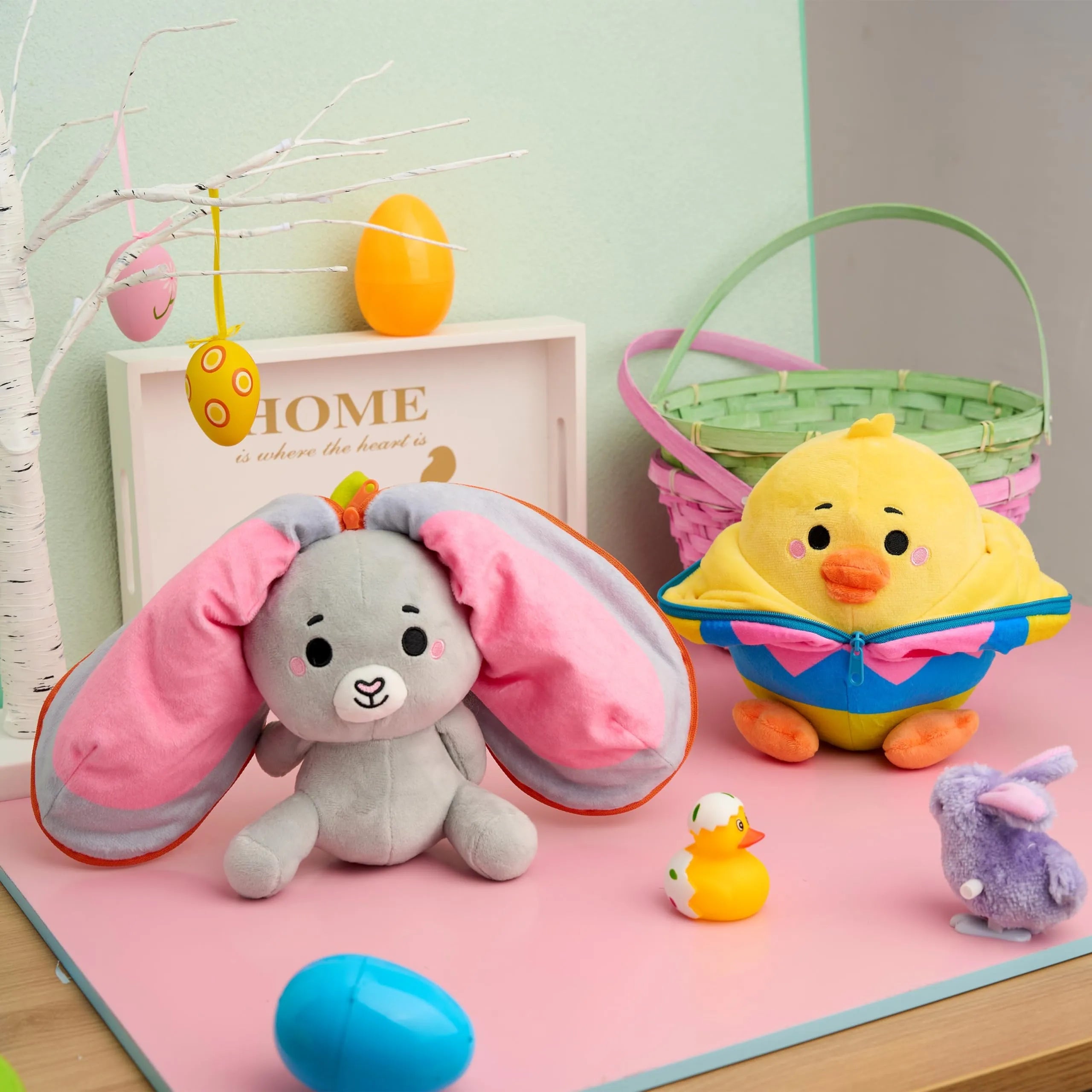 2-Pack Plush Hiding Bunny and Chick