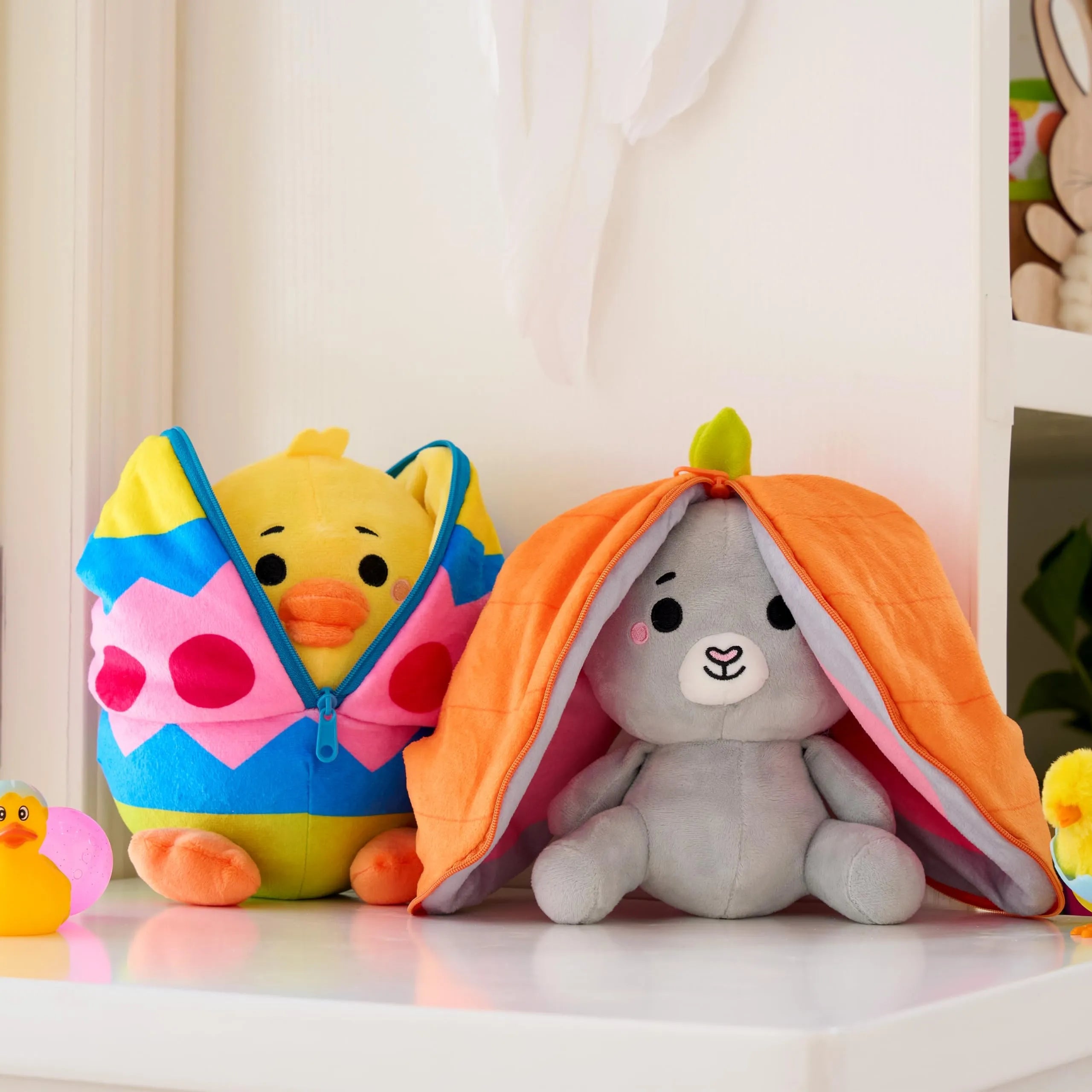 2-Pack Plush Hiding Bunny and Chick